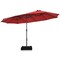 Costway 15FT Double-Sided Twin Patio Umbrella Sun Shade Outdoor Crank Market Base Beige/Coffee/Grey/Orange/Navy/Turquoise/Wine
